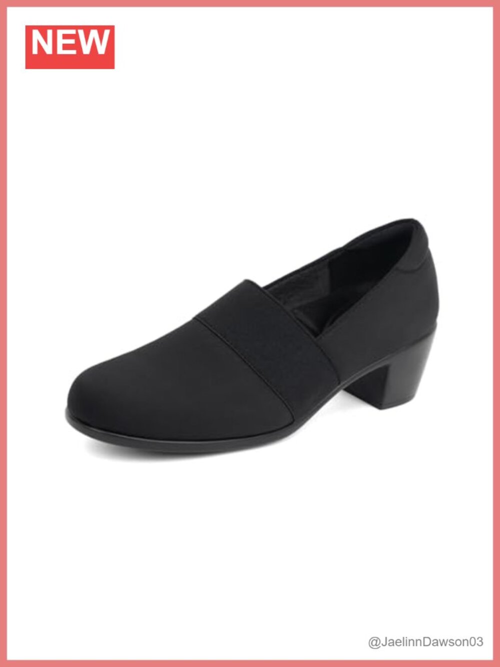 Women's Low Block Heel Slip-On Pumps Arch Support Comfortable Work Shoes